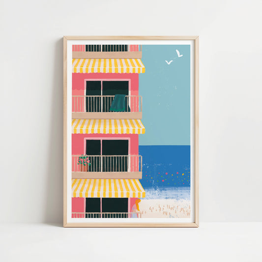 Affiche balcons sur mer I Affiche Méditerranée I Horizons Illustrations - Horizons Illustrations