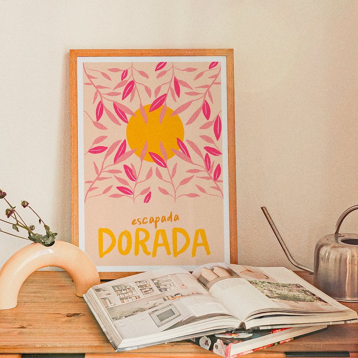 Escapada Dorada I Affiche Méditerranée I Coucher de Soleil - Horizons Illustrations