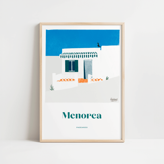 Minorque, Espagne | affiche de voyage | Art mural moderne I Es Grau - Horizons Illustrations